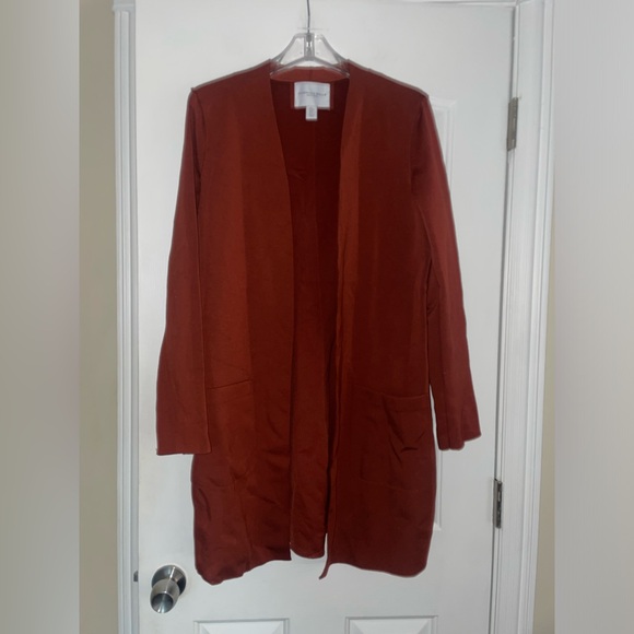 Carolina Belle Montreal Rust Orange  Long Cardigan Duster Sz Medium - Picture 1 of 5